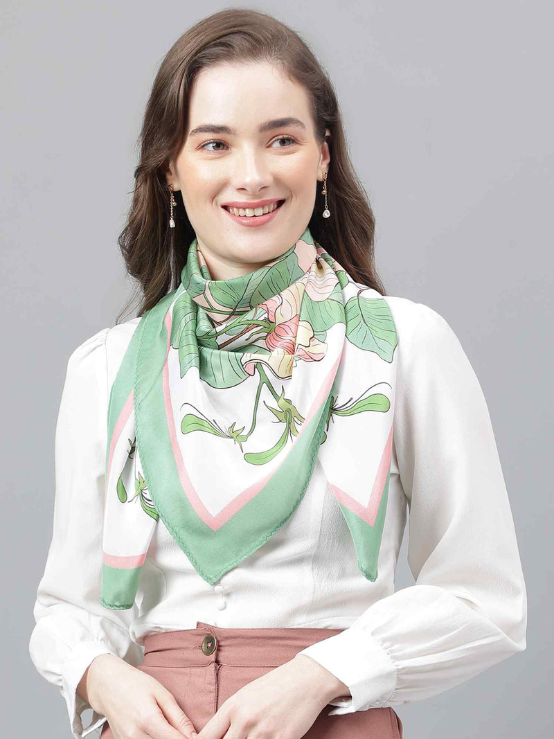 Green Floral Scarf & Scarf Bag Set - TOSSIDO