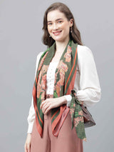 Green Floral Scarf & Scarf Bag Set - TOSSIDO