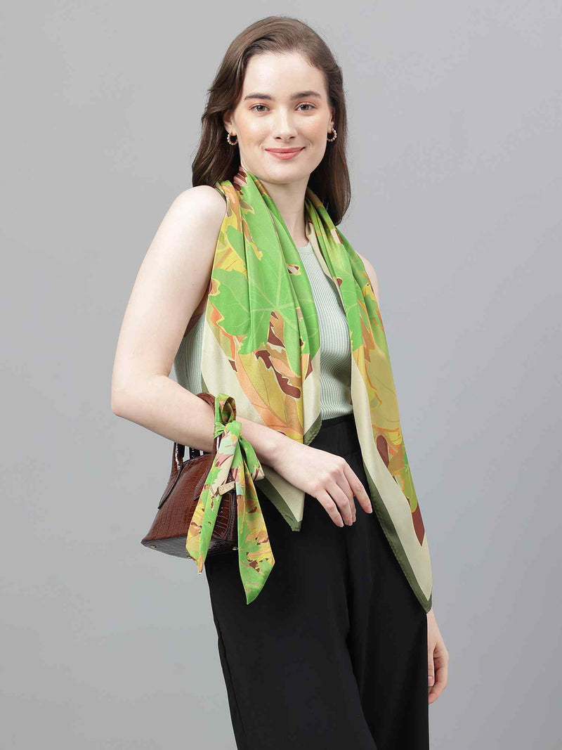 Green Floral Scarf & Scarf Bag Set - TOSSIDO