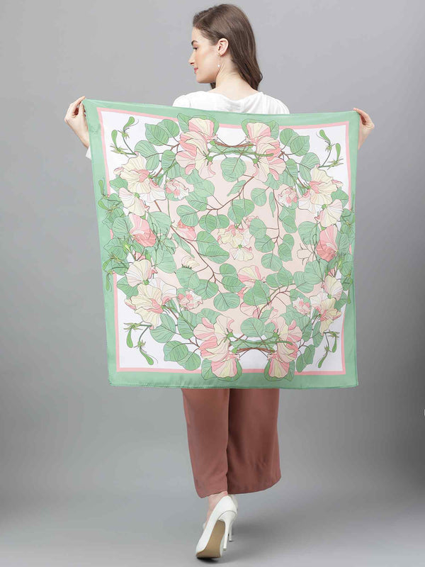 Green Floral Scarf & Scarf Bag Set - TOSSIDO
