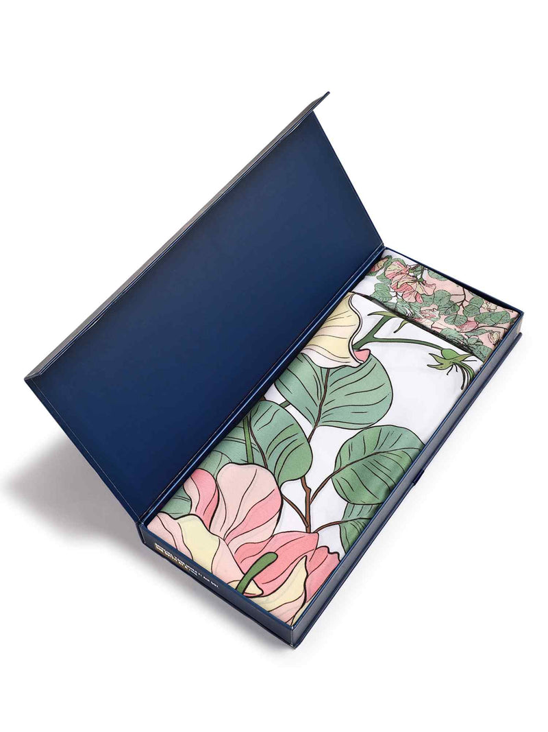 Green Floral Scarf & Scarf Bag Set - TOSSIDO