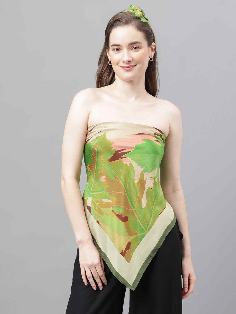 Green Floral Scarf & Scarf Bag Set - TOSSIDO