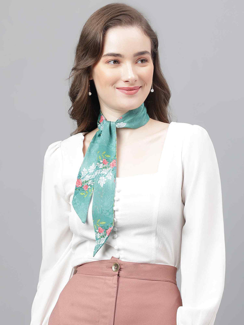 Green Floral Scarf & Scarf Bag Set - TOSSIDO