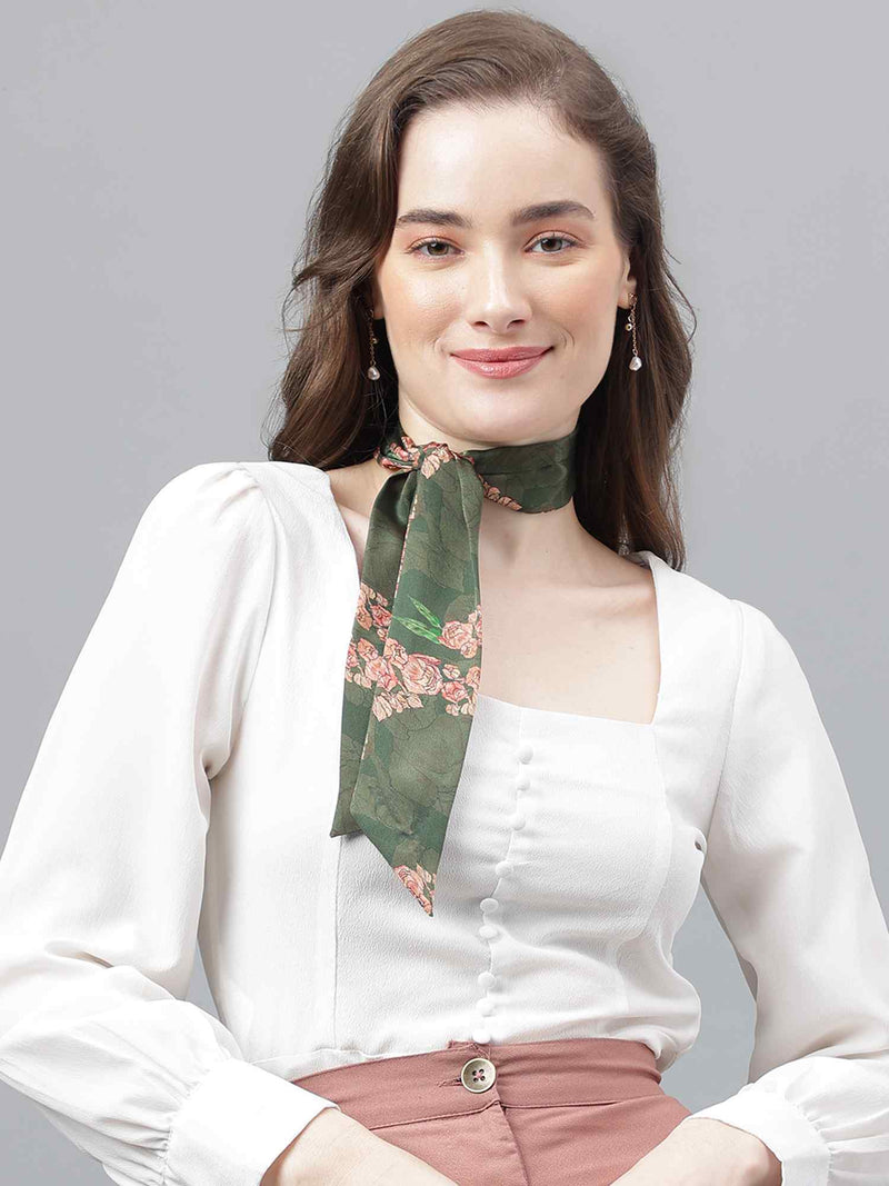 Green Floral Scarf & Scarf Bag Set - TOSSIDO