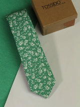 Green Floral Skinny Necktie - TOSSIDO