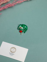 Green Frog Heart Brooch