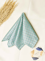Green Geometric Jacquard Pocket Square - TOSSIDO
