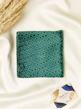 Green Geometric Jacquard Pocket Square - TOSSIDO