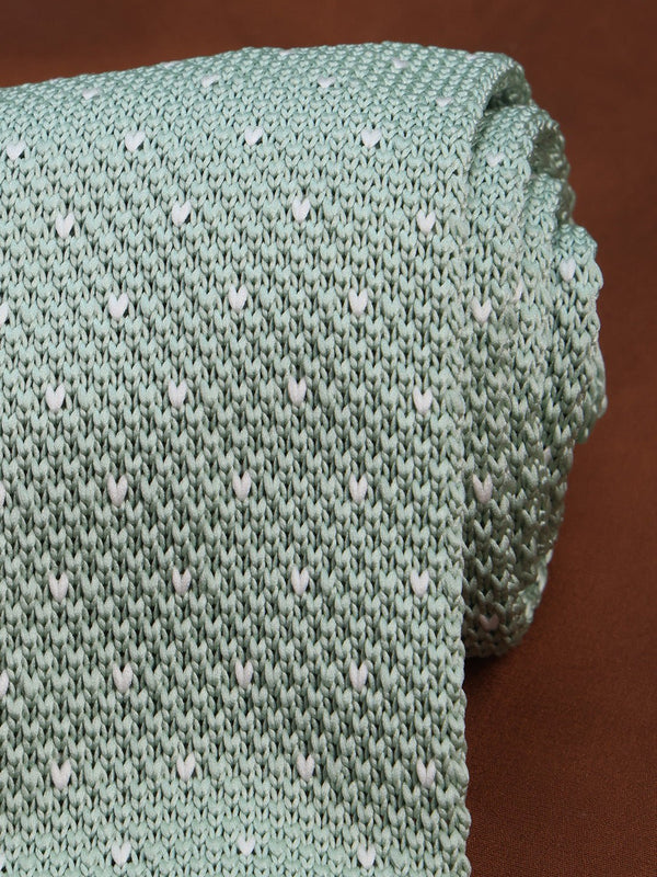 Green Geometric Knitted Necktie - TOSSIDO