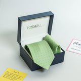 Green Geometric Necktie & Pocket Square Giftset - TOSSIDO