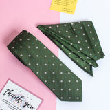 Green Geometric Necktie & Pocket Square Giftset - TOSSIDO