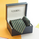 Green Geometric Necktie & Pocket Square Giftset - TOSSIDO