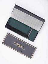 Green Geometric Reversible Stole & Pocket Square Set - TOSSIDO