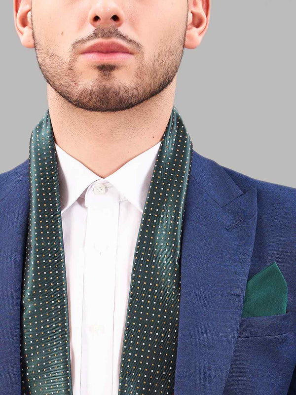 Green Geometric Reversible Stole & Pocket Square Set - TOSSIDO