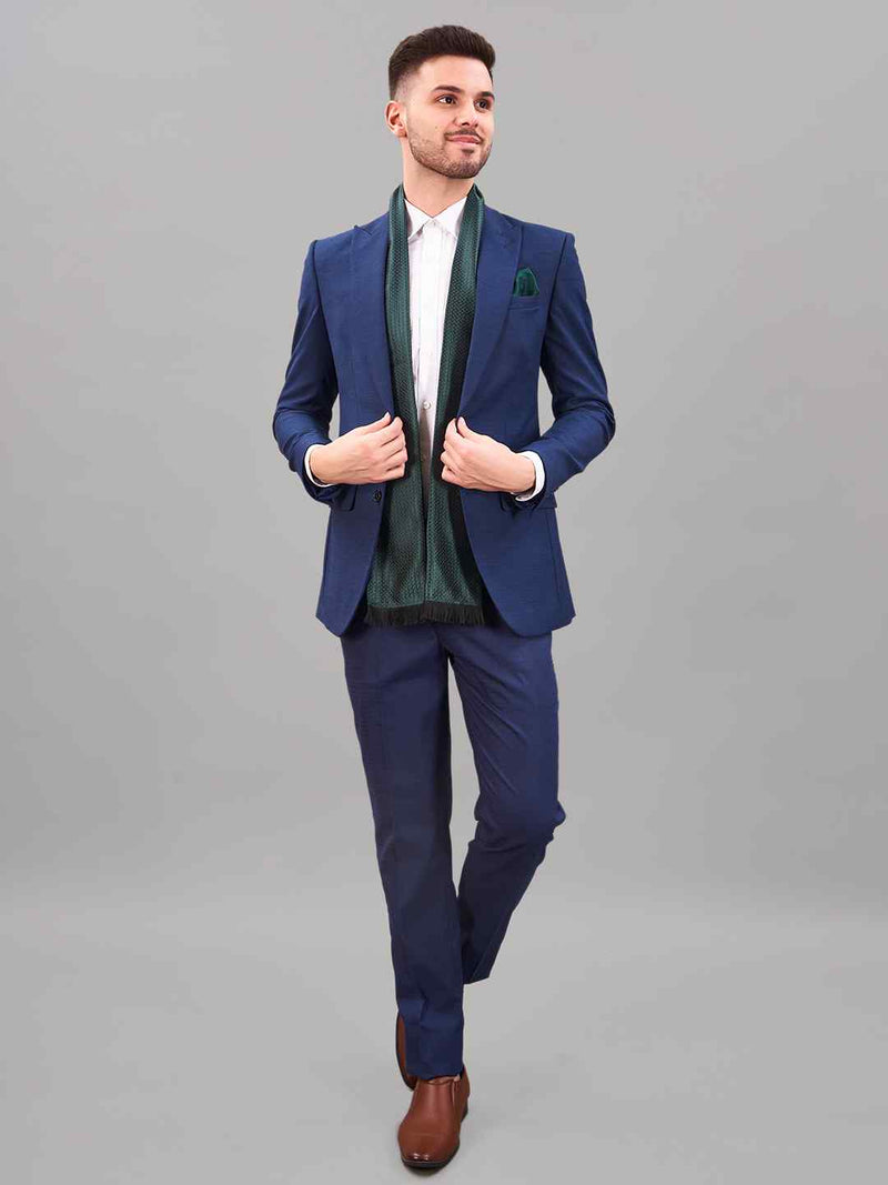 Green Geometric Reversible Stole & Pocket Square Set - TOSSIDO