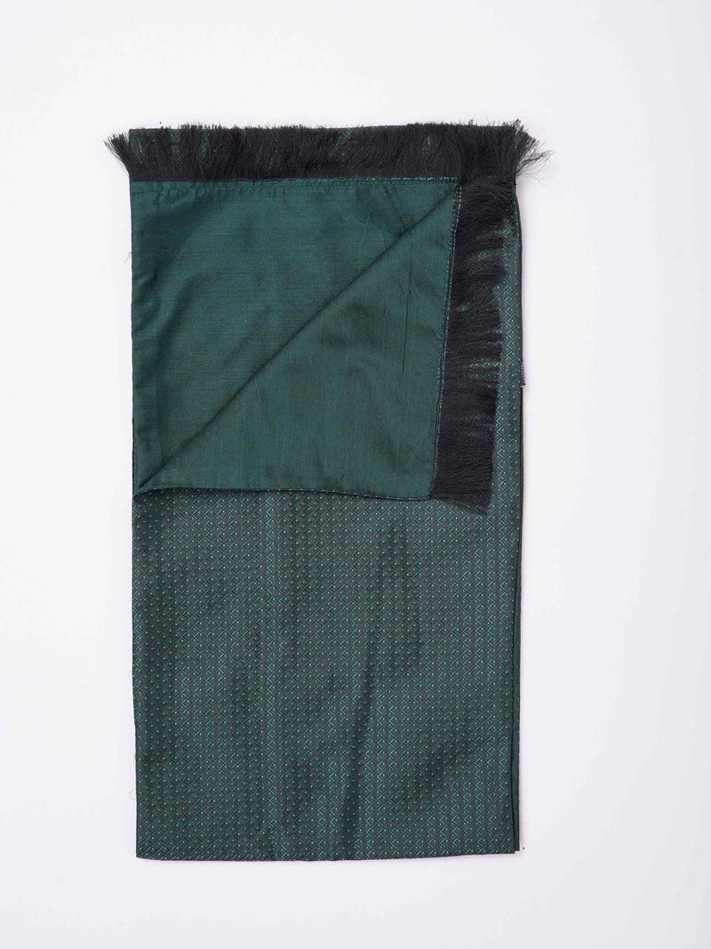 Green Geometric Reversible Stole & Pocket Square Set - TOSSIDO