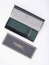 Green Geometric Reversible Stole & Pocket Square Set - TOSSIDO