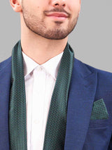 Green Geometric Reversible Stole & Pocket Square Set - TOSSIDO