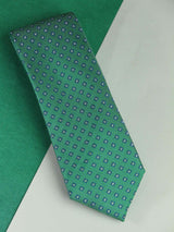 Green Geometric Woven Silk Necktie - TOSSIDO