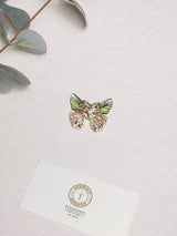 Green Glitter Baguette Butterfly Brooch - TOSSIDO