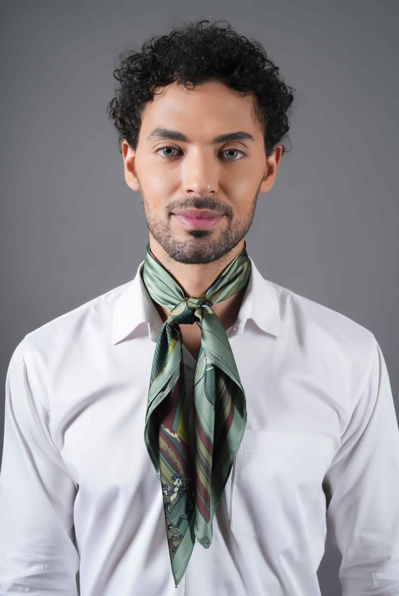 Green Horse Print Neckerchief - TOSSIDO