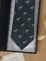 Green Horse Teflon Silk Necktie - TOSSIDO