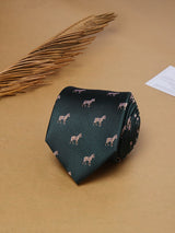 Green Horse Teflon Silk Necktie - TOSSIDO