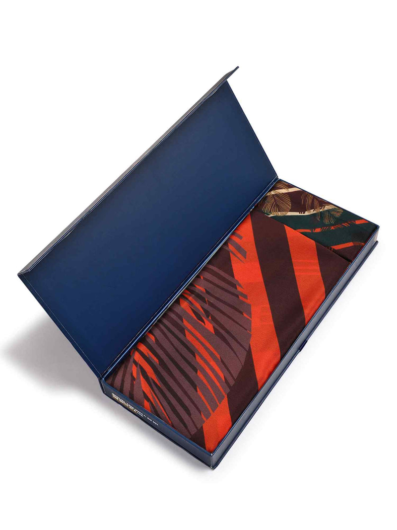 Green & Orange Stripe Scarf & Scarf Bag Set - TOSSIDO