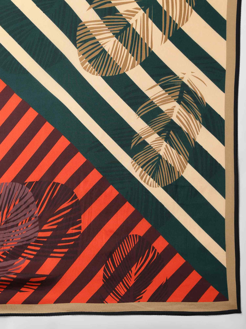 Green & Orange Stripe Scarf & Scarf Bag Set - TOSSIDO