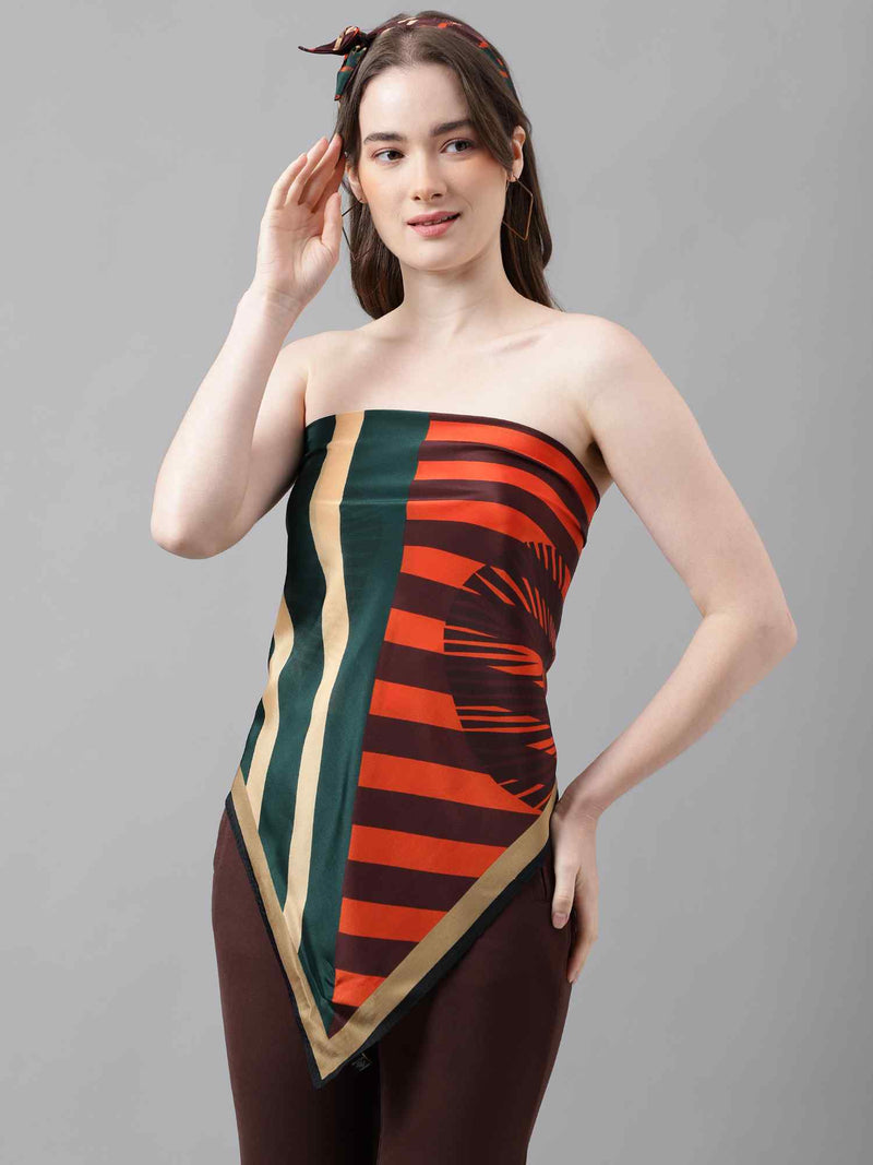 Green & Orange Stripe Scarf & Scarf Bag Set - TOSSIDO