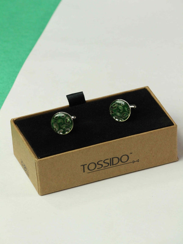 Green Paisley Cufflinks - TOSSIDO