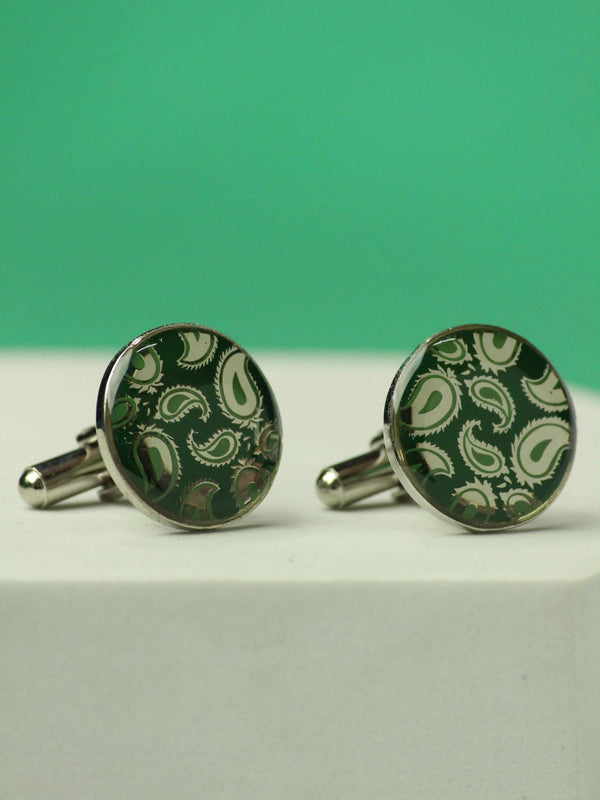 Green Paisley Cufflinks - TOSSIDO