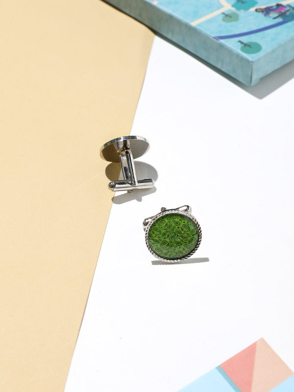 Green Paisley Cufflinks - TOSSIDO