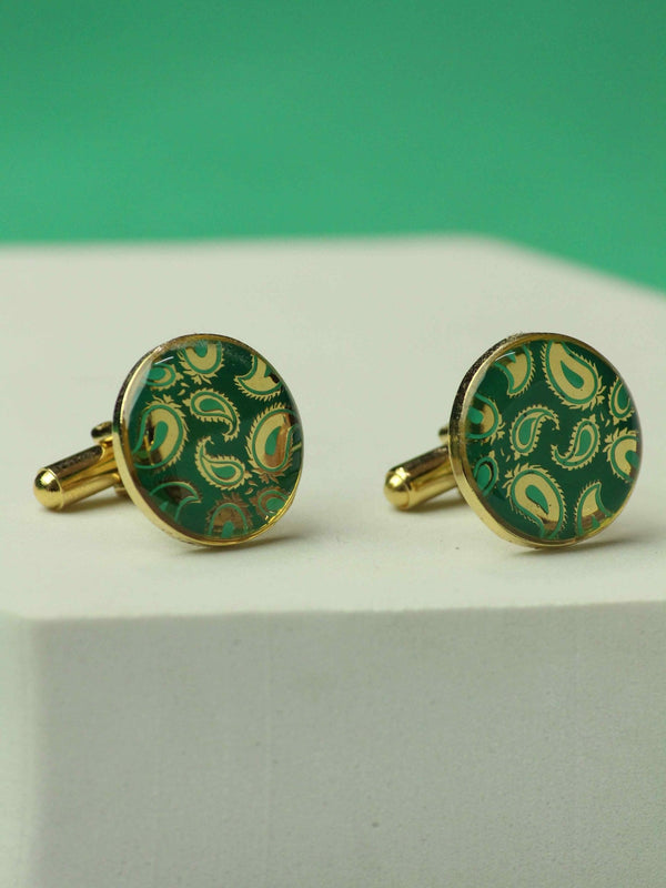 Green Paisley Cufflinks - TOSSIDO