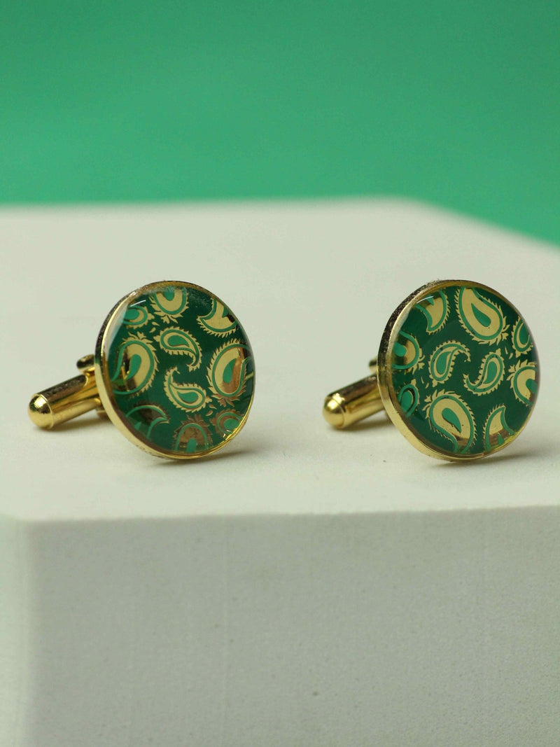 Green Paisley Cufflinks - TOSSIDO
