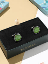 Green Paisley Cufflinks - TOSSIDO