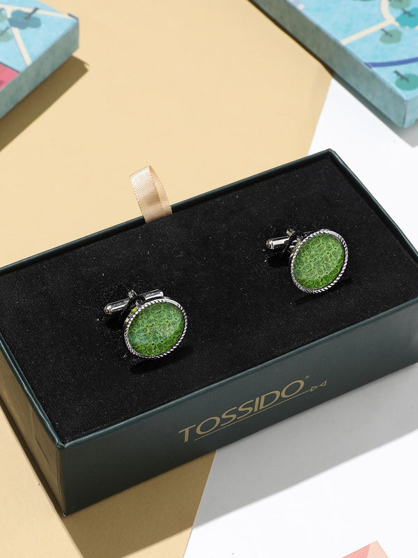 Green Paisley Cufflinks - TOSSIDO