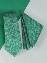 Green Paisley Necktie & Pocket Square Giftset - TOSSIDO