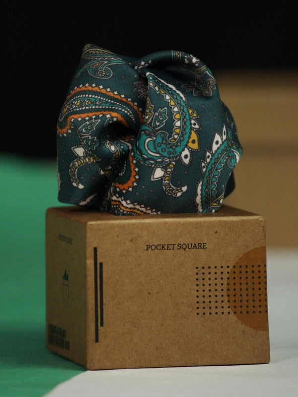 Green Paisley Pocket Square - TOSSIDO