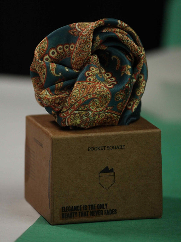 Green Paisley Pocket Square - TOSSIDO