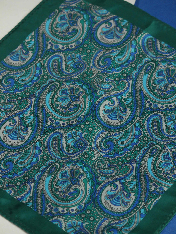 Green Paisley Pocket Square - TOSSIDO