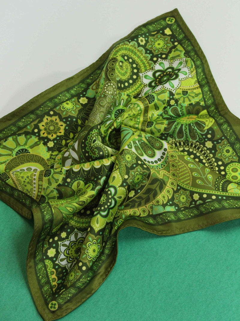 Green Paisley Pocket Square - TOSSIDO