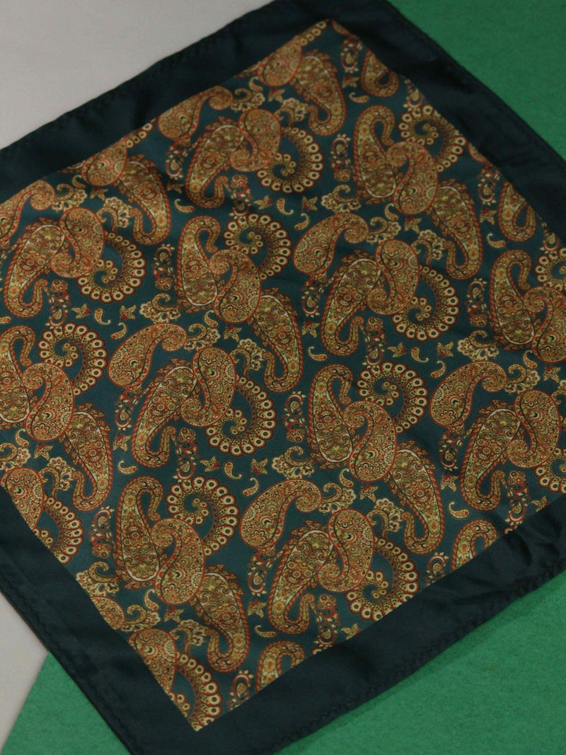 Green Paisley Pocket Square - TOSSIDO