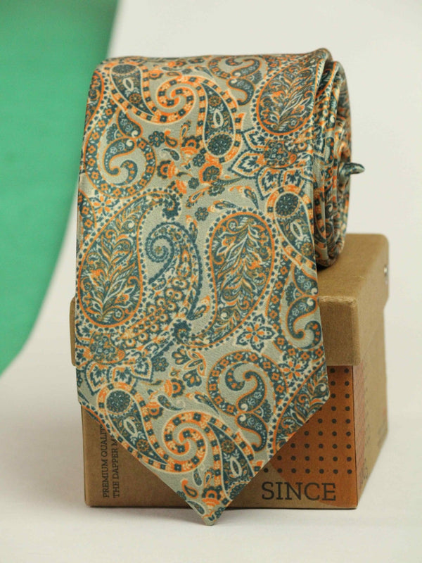 Green Paisley Printed Necktie - TOSSIDO