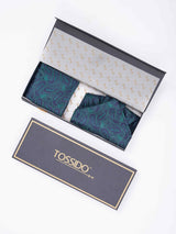 Green Paisley Woven Ascot & Pocket Square - TOSSIDO