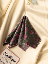 Green & Pink Floral Jacquard Pocket Square - TOSSIDO