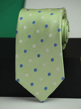 Green Polka Woven Silk Necktie - TOSSIDO