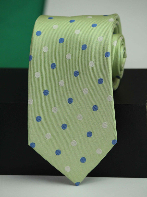 Green Polka Woven Silk Necktie - TOSSIDO