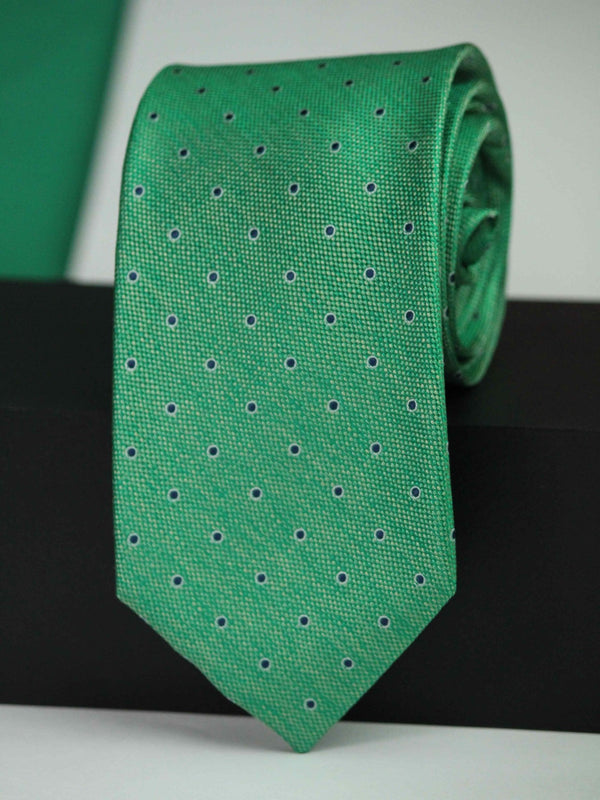 Green Polka Woven Silk Necktie - TOSSIDO