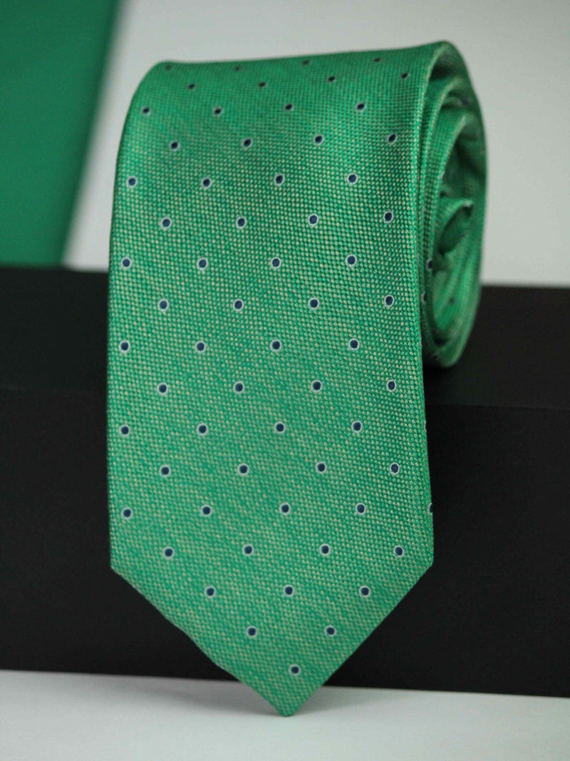Green Polka Woven Silk Necktie - TOSSIDO